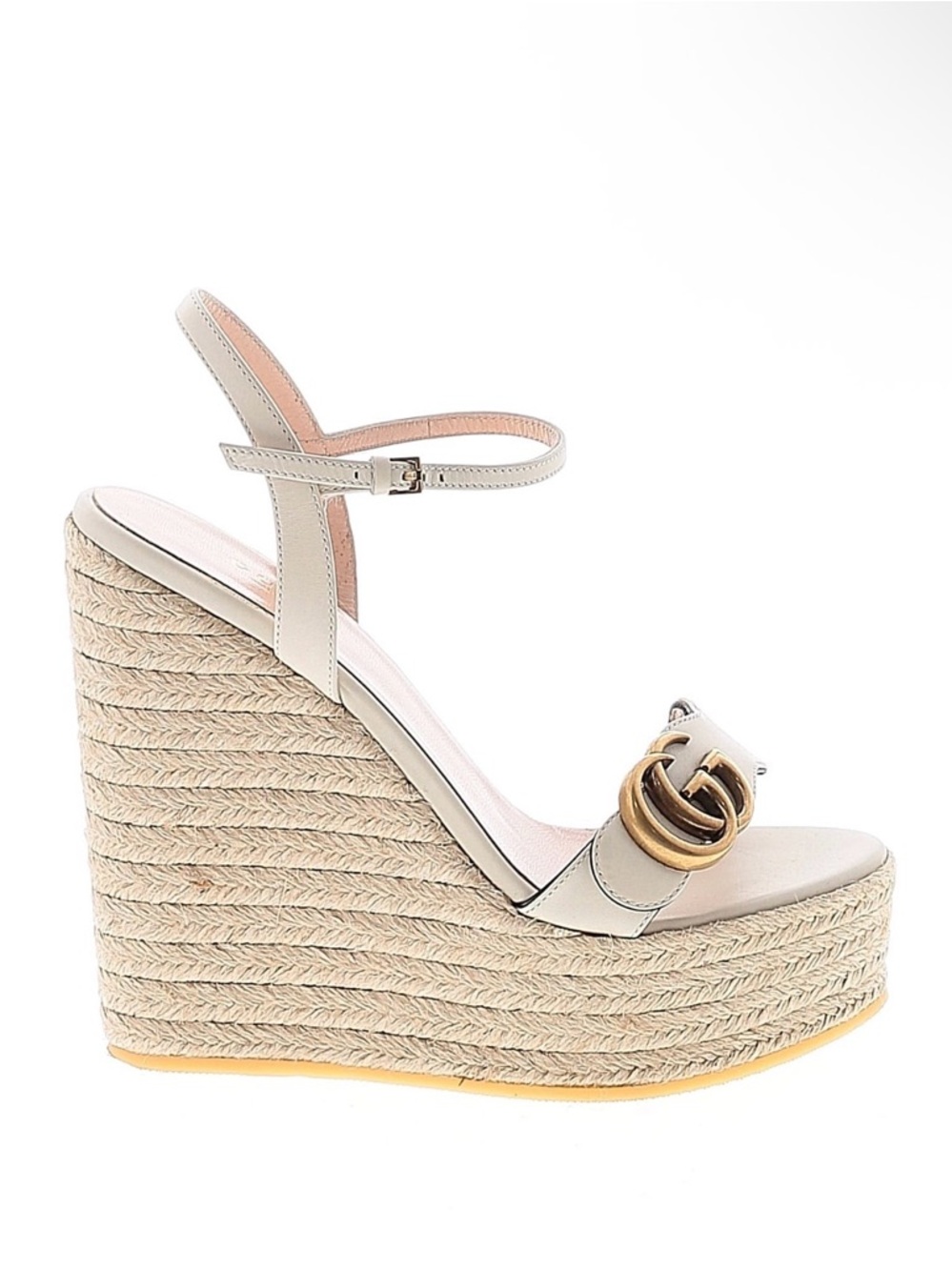 & Other Stories Cream Espadrille Wedge Sandal with Gold Accent